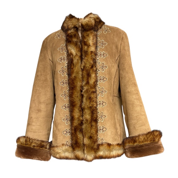 Nine West Jackets & Blazers - jacket NINE WEST faux suede & fur vintage Y2K embroidered pockets! cropped vegan
